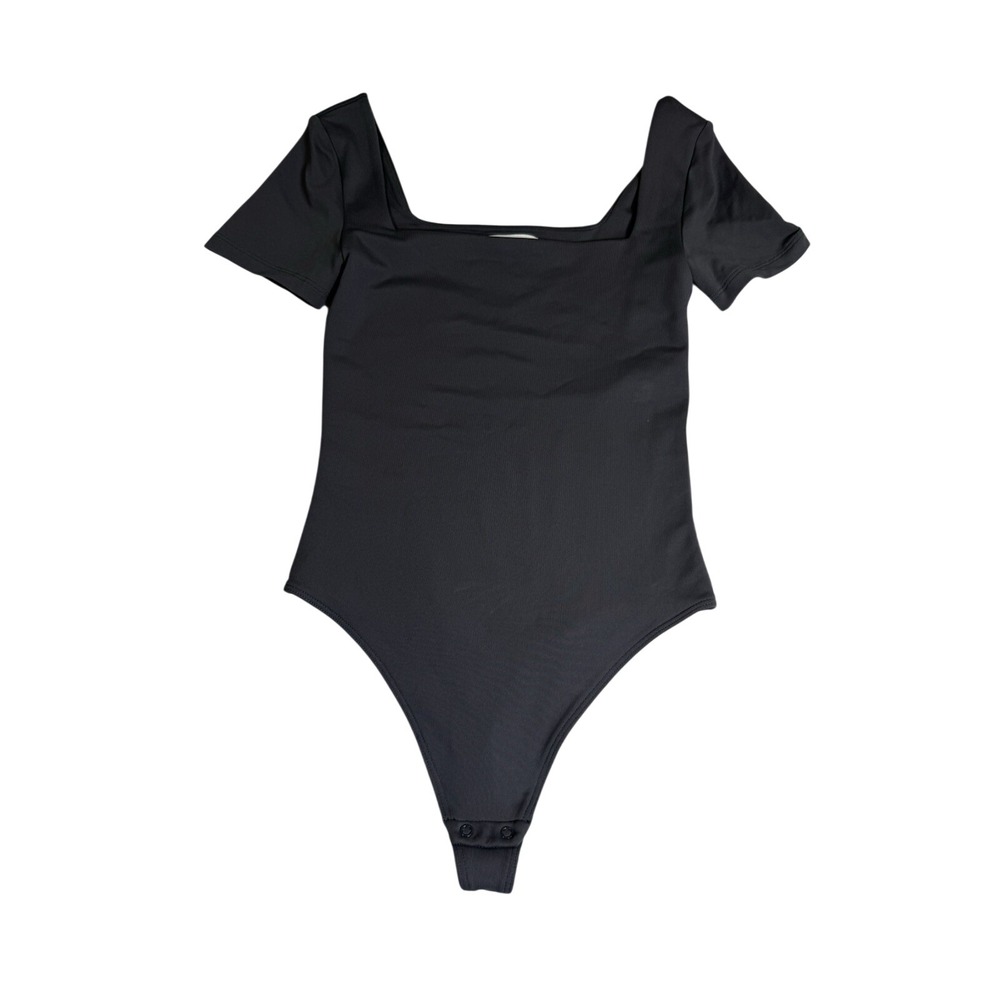 Babaton Contour Bodysuit Women XS Black Excellent Square Neck Short Sleeve 98906
